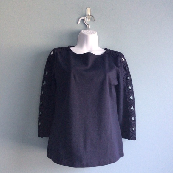 Navy Blue Talbots eyelet top XS - Picture 1 of 6